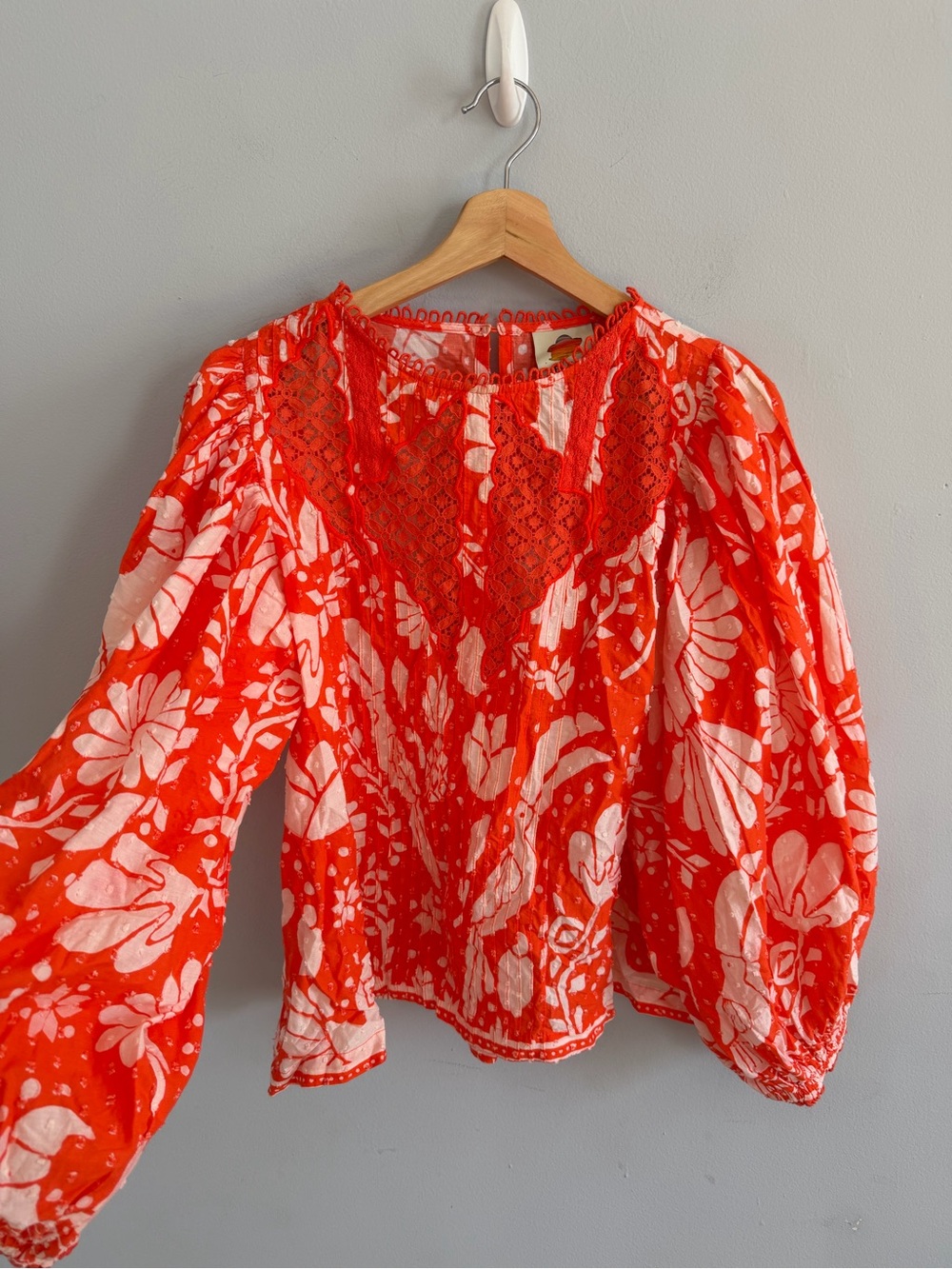 Anthropologie Farm Rio Orange Neon Jungle Top Size XS
